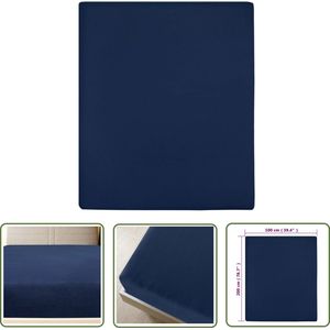 vidaXL Jersey Hoeslaken - Hoeslaken - Hoeslakens 2 st jersey 100x200 cm katoen marineblauw - Katoenen Hoeslaken - Blauwe Hoeslaken - Slaapcomfort