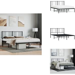 vidaXL Bedframe - Bedframes - Tweepersoonsbed - Bed - Bedframe met hoofdbord metaal zwart 150x200 cm