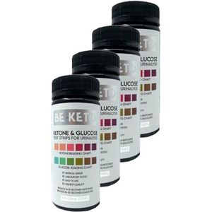 Be Keto | Ketone & Glucose Test Strips | 4 stuks | 4 x 100 strips | Ketose dieet | Ketonentest