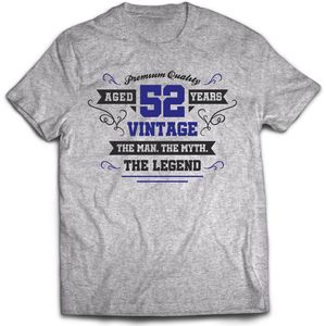 52 Jaar Legend - Feest kado T-Shirt Heren / Dames - Antraciet Grijs / Donker Blauw - Perfect Verjaardag Cadeau Shirt - grappige Spreuken, Zinnen en Teksten. Maat S