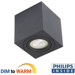 Ledmatters - Opbouwspot Zwart - Dimbaar - 4.9 watt - 355 Lumen - 2200-2700 Kelvin - 2200-2700k - Lichthoek Verstelbaar - IP44 Badkamerverlichting