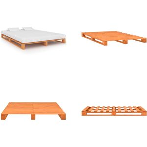 vidaXL Bedframe pallet massief grenenhout bruin 180x200 cm - Bed - Bedden - Slaapkamermeubel - Bedframe