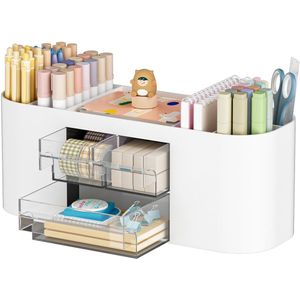 Azomor® Witte multifunctionele bureau-organizer met lades en vakken voor kantoor en thuis