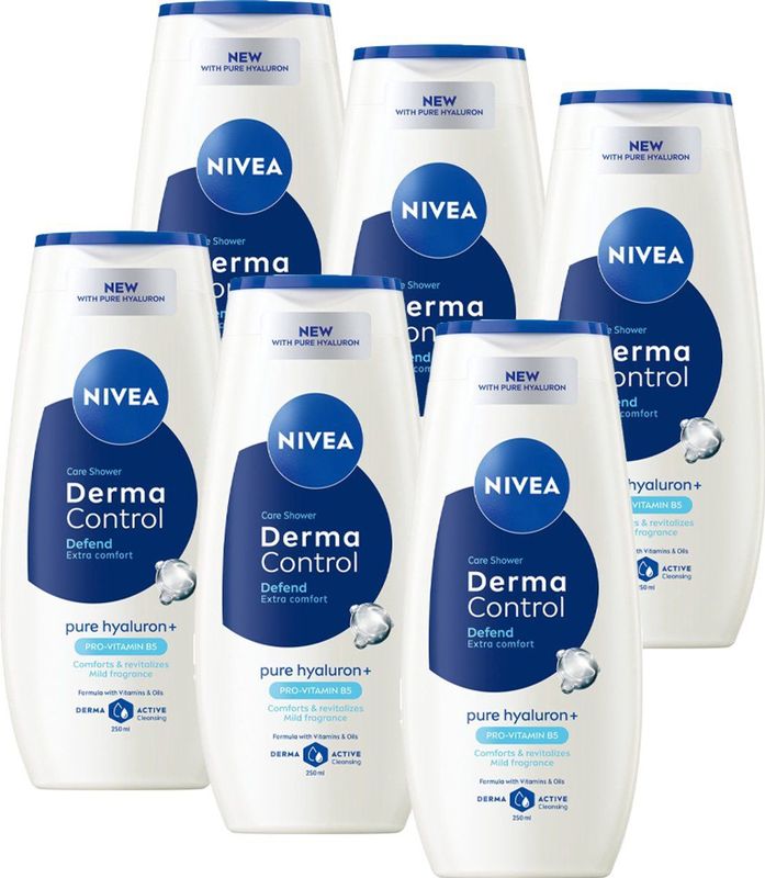 NIVEA - Derma Control Defend - Douchegel - 250ml - Voordeelverpakking - 6x250ml