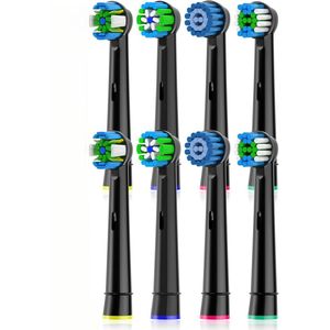 Vervangende Opzetborstels - Zwart - Geschikt voor Oral-B Pro-serie - 8 Stuks