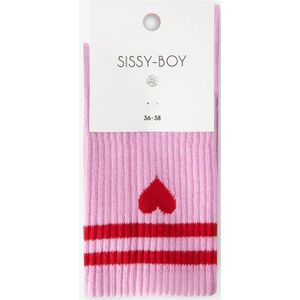Sissy-Boy - Roze sportsokken - Sportieve strepen - Hartje boord