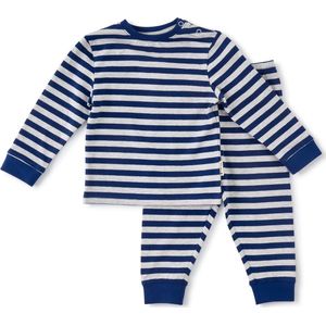 Little Label Gestreepte Pyjama van Biologisch Katoen Blauw
