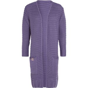 Knit Factory Alex Lang Gebreid Dames Vest - Grof gebreid paars damesvest - Cardigan voor de herfst en winter - Lang vest tot over de knie - Violet - 36/38
