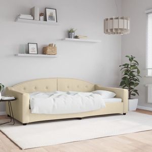 vidaXL Slaapbank - 100x200 cm - Crèmekleurig Slaapbank - Sofa Bed - Daybed - Crème Kleurstelling - Stoffen Bank - Metalen Frame - Modern Design - Tweepersoons