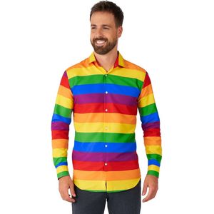 Suitmeister Rainbow - Heren Overhemd - Regenboog Shirt - Pride, Carnaval, Halloween - Maat: L