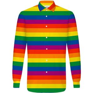 Suitmeister Rainbow - Heren Overhemd - Regenboog Shirt - Pride, Carnaval, Halloween - Maat: L