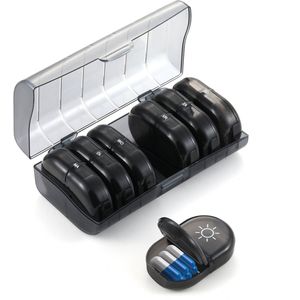 VeryGoods Pillendoos 7 Dagen 2 Vakken – Medicijndoosje – Valbestendig & Sterke vergrendeling – Uitneembare Pillendoosjes – Pill Box Organizer – Nederlandstalig