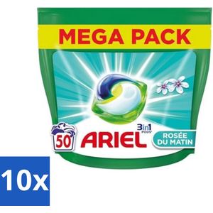 10 x Ariel Original - Ochtenddauw - Wasmiddelcapsules - 3in1 Pods - Witte en Gekleurde Was - 50 Wasbeurten - Ochtenddauw - Wasmiddelcapsules - 3in1 Pods - Witte En Gekleurde Was - Vlekverwijdering