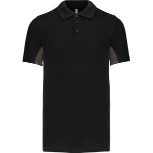 Polo Heren XL Kariban Kraag met knopen Korte mouw Black / Dark Grey 65% Polyester, 35% Katoen