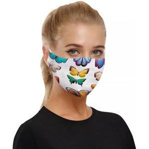 Mondkapje wit met vlinders wasbaar