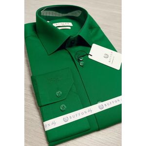 Buffon - Herenoverhemd - Groen - Harde Kraag - Katoen
