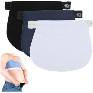Verstelbare tailleverlengers voor zwangere vrouwen - Elastische zwangerschapsgordelverlenging (Donkerblauw, Zwart, Wit)