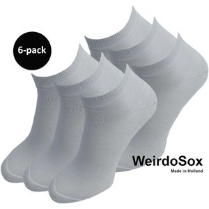 WeirdoSox Bamboe naadloze sneaker sokken CoolGrey - Anti zweet - Anti bacterieel - Dames en heren - 6 Paar - Maat 35/38