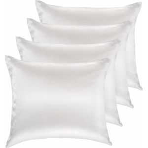 4x Zijden Kussensloop Wit - 19MM - 60x70cm - Satijnen kussensloop