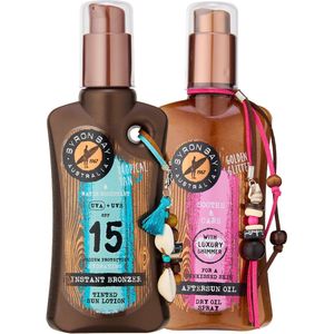 Byron Bay Instant Bronzer Tinted Sunlotion SPF 15 + Aftersun Shimmer Oil - 2x 200ml