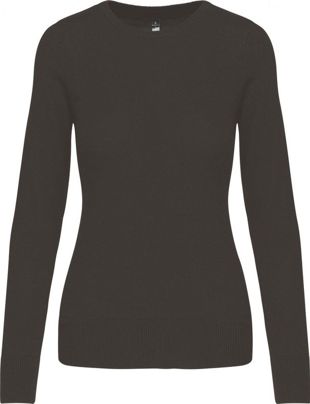 Pullover/Cardigan Dames S Kariban Ronde hals Lange mouw Dark Grey 50% Katoen, 50% Acryl