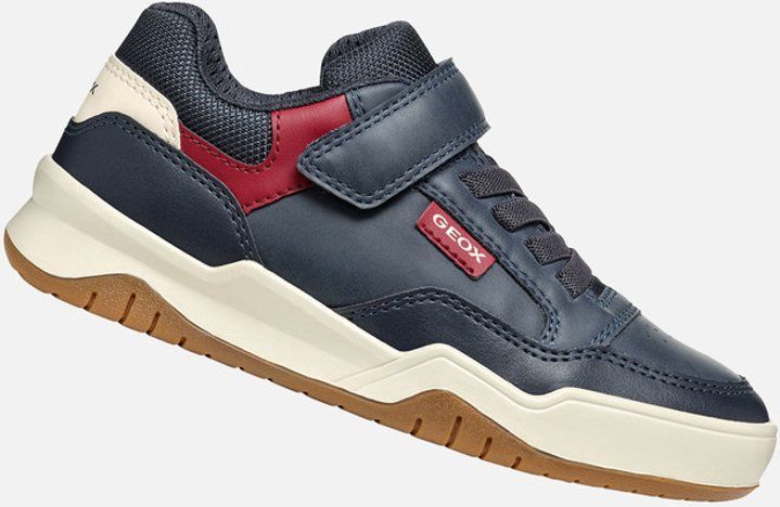 Geox - J Perth Boy E - Sneakers - Blauw - Materiaal - Hakvorm: Plat - Schoenbreedte: Medium