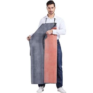 Heren dik rubber waterdicht oliebestendig slachthuis werkuniform kort - Zwart/Rood