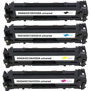 MediaHolland - Huismerk Toner CE320A, CE321A, CE322A, CE323A geschikt voor HP Color LaserJet Printers - Zwart, Cyaan, Magenta en Geel - Toners Cartridges - Zwart: 2250 Pagina's & Kleur: 1500 Pagina's