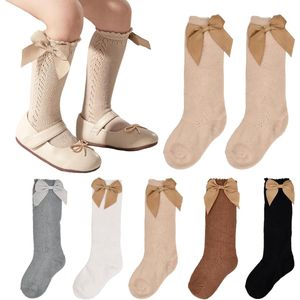 Allecto plus - Kniekousen voor babymeisjes - Babysokken met strik - Katoenen overkniekousen - Zuigelingensokken - Knielange sokken - Pasgeborenen 1-3 jaar - Zacht en huidvriendelijk - Meerkleurig - Set van 5