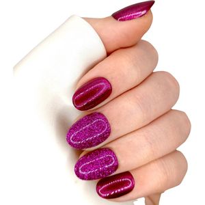 SD Press on Nails - B-237 - Plaknagels - Nagelset 20 Nagels - Roze Glitter- Gellak - Nagellak - Korte XS almond nagels - Nepnagels met Lijm - Kunstnagels - Nail Art - Handmade - Valse nagels - Nagelvijl - Accessoires