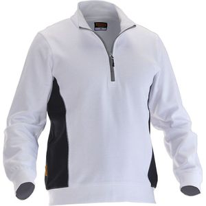 Jobman 5401 Halfzip Sweatshirt 65540120 - Wit/zwart - S