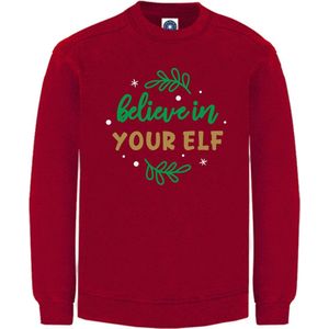 Kerst sweater - BELIEVE IN YOUR ELF - kersttrui - ROOD - large -Unisex