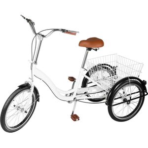Driewieler - 20 Inch - Driewielige Fiets Met Mandje - Geschikt Voor Ouderen - Winkelen Transport - Wit