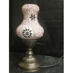 Handgemaakte paars roze sfeerlamp peervormige tafellamp Turkse mozieklamp Oosterse bureaulamp