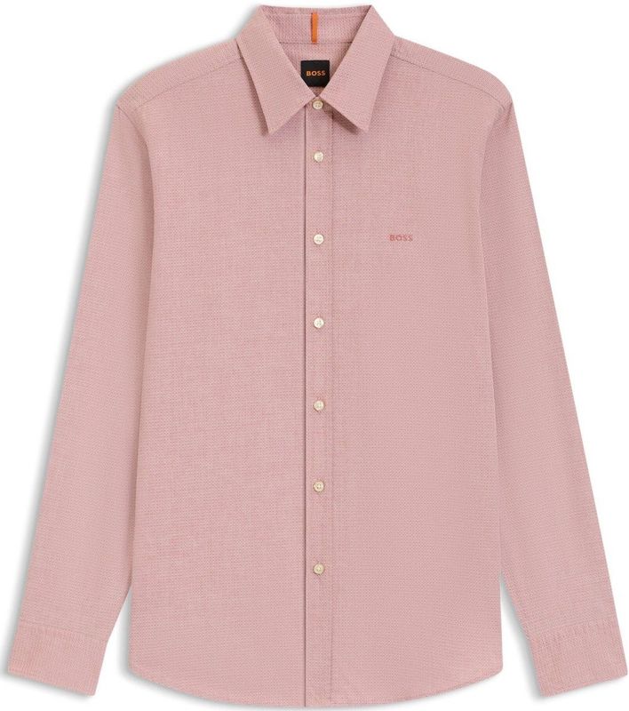 BOSS - Regular-fit Overhemd - Stretchkatoen - Dobby Weefpatroon