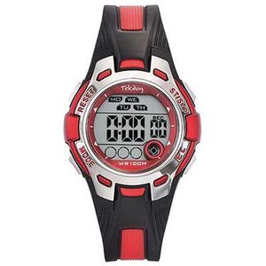 Tekday 653944 digitaal horloge 37 mm 100 meter zwart/ rood