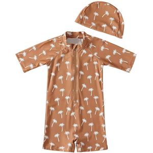 Il Bambini - UV-Zwempak - swimsuit met mutsje - UPF50+ - Toffee palmbomen - maat 98/104