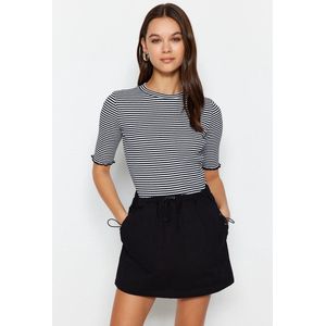 Trendyol - Geribbelde Blouse - Grijs - Elastische Gebreide Stof