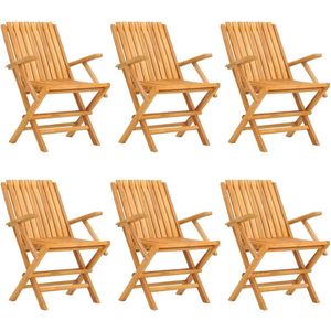 vidaXL inklapbare teakhouten tuinstoelen 6 stuks Tuinstoel - Teak Hout - Buitenkamer - Terras - Balkon