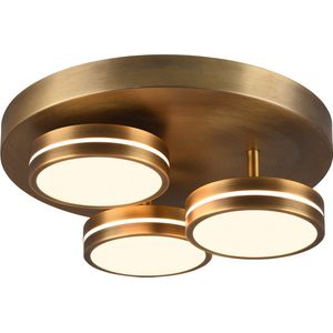 LED Plafondlamp - Plafondverlichting - Torna Franco - 25.5W - Warm Wit 3000K - 3-lichts - Dimbaar - Rond - Oud Brons - Aluminium