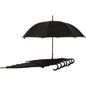 Set van 8 Zwarte Opvouwbare Paraplu's - Automatisch, Windproof - Heren en Dames - Polyester/Aluminium - Kamperen & Outdoor – 115cm Diameter