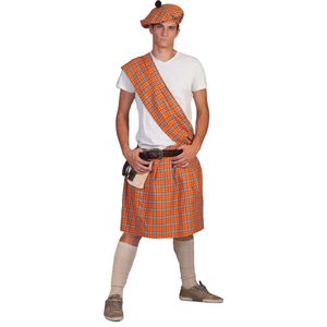 Funny Fashion - Landen Thema Kostuum - Oranje Schotse Highlander Tartan - Man - Oranje - One Size - Carnavalskleding - Verkleedkleding