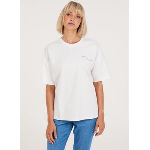 Protest Prtmirella – T shirt Dames – Korte mouwen – Ronde hals – Seashelloffwhite