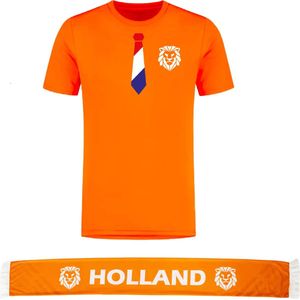 Nederlands Elftal Gentleman voetbalshirt met sjaal - EK 2024 - Oranje shirt - Oranje sjaal - Voetbalshirts volwassenen - Sportshirt - Maat M