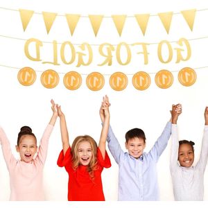 Allecto Plus - Gouden Banners 3 stuks, Sportfeestdecoraties met Gouden Achtergrond - Ideaal voor Sportthemawedstrijdenfeesten