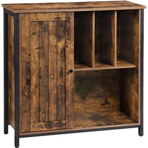 Nancy's Woody Opbergkast - Dressoir - Kast met 3 Planken - Industrieel - Hout - Bruin - 70 x 30 x 80 cm