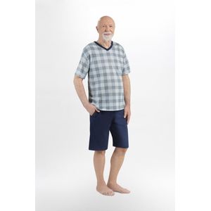 Korte heren pyjama - Martel Michal - katoen heren shortama - blauw- 100% katoen XL