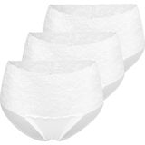 Nina von C 3- pack - dames taille slip kant - Biologisch katoen - Voordeelverpakking - Aanbieding - 38 - Wit