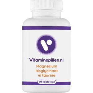 Vitaminepillen.nl | Magnesium bisglycinaat / taurine - 60 Tabletten - Bevordert de slaap. Helpt de spieren ontspannen en draagt daardoor bij aan een betere slaap. Geeft meer energie. Ideaal voor sporters.