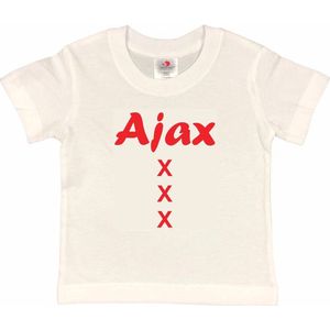 Amsterdam Kinder t-shirt | AJAX XXX | Verjaardagkado | verjaardag kado | grappig | jarig | Amsterdam | Ajax | cadeau | Cadeau | Wit/rood | Maat 146/152